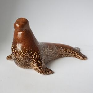 Galapagos Vega Pottery Seal Figurine Signed from  Cuenca, Ecuador Vintage EUC